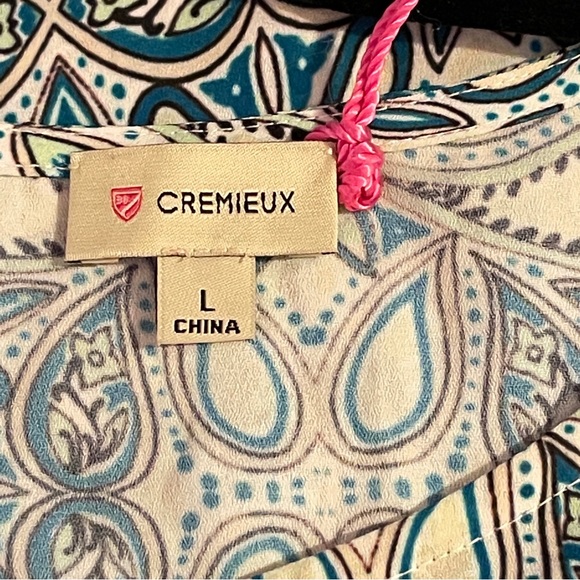 Cremieux NWT Geometric Paisley Bell Sleeve Top Large - Picture 8 of 8